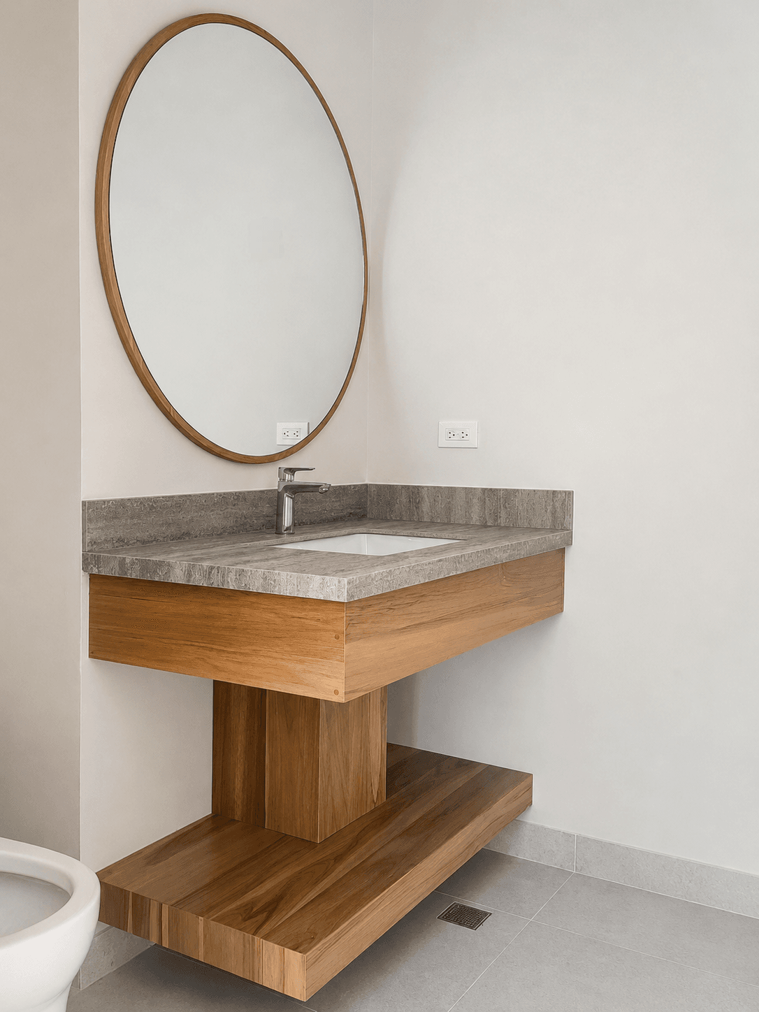 Baños en madera cálida - Casa Everty